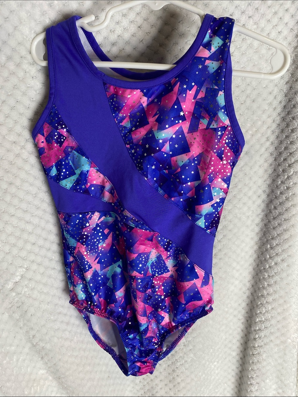 Danskin Now Girls' Purple Pink Stars Print Geometric Leotard